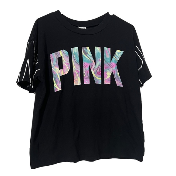 Victoria's Secret‎ Pink Everyday cotton short sleeve Campus Tee T-Shirt Black XS - Picture 1 of 5